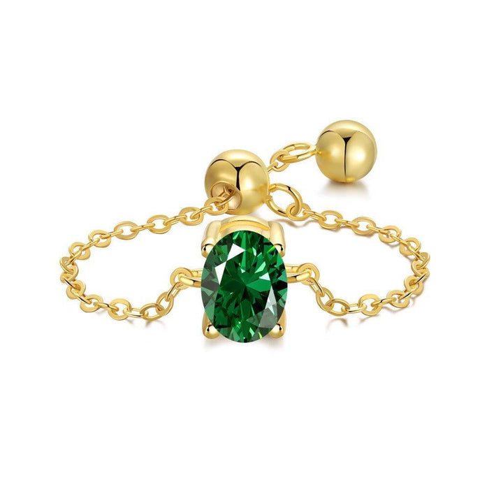 Emerald Green Adjustable Chain Rings - camillaboutiqueshop