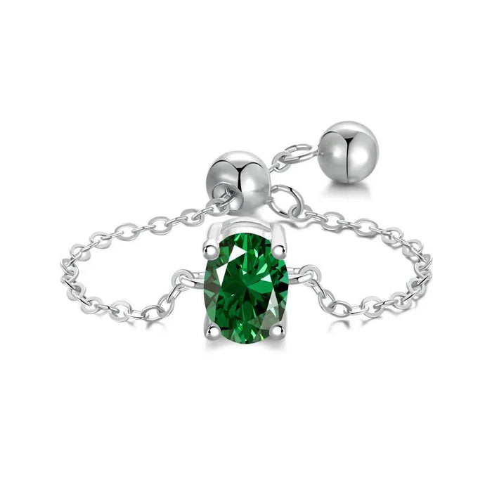 Emerald Green Adjustable Chain Rings - camillaboutiqueshop