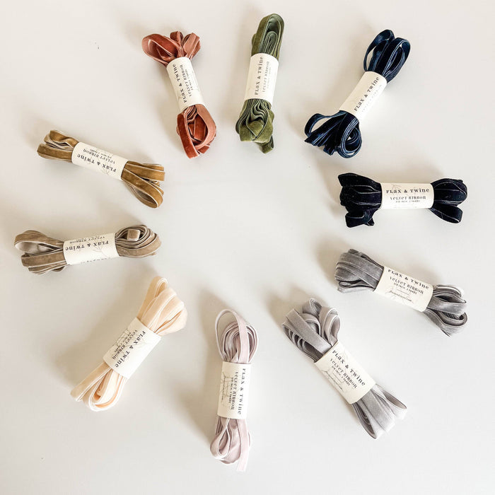 Flax & Twine 3/8" Velvet Ribbon - 3 Yards