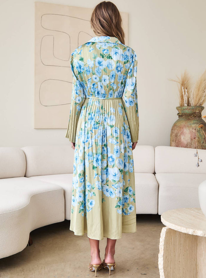 Floral Printed Button down Midi Dress- Current Air