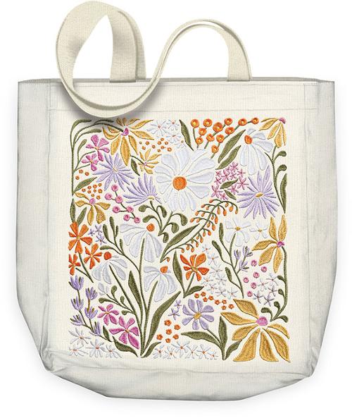 Flower Market Wildflower Embroidered Canvas Tote