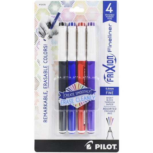 FriXion Fineliner Fine Pt. Erasable Marker Pens 4/Pkg