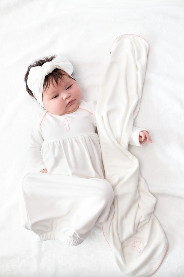 Goosie- Pink Cross Blanket