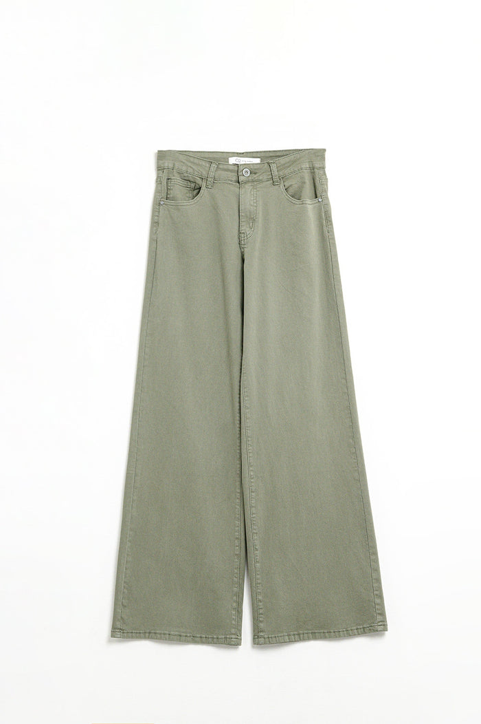 Green Straight Pants wide leg - Coloured Jeans