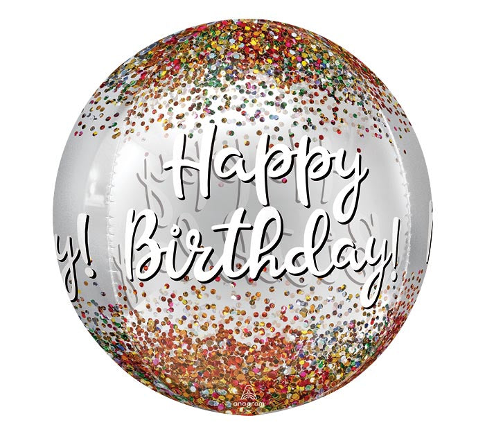 Happy Birthday Confetti Orb Balloon
