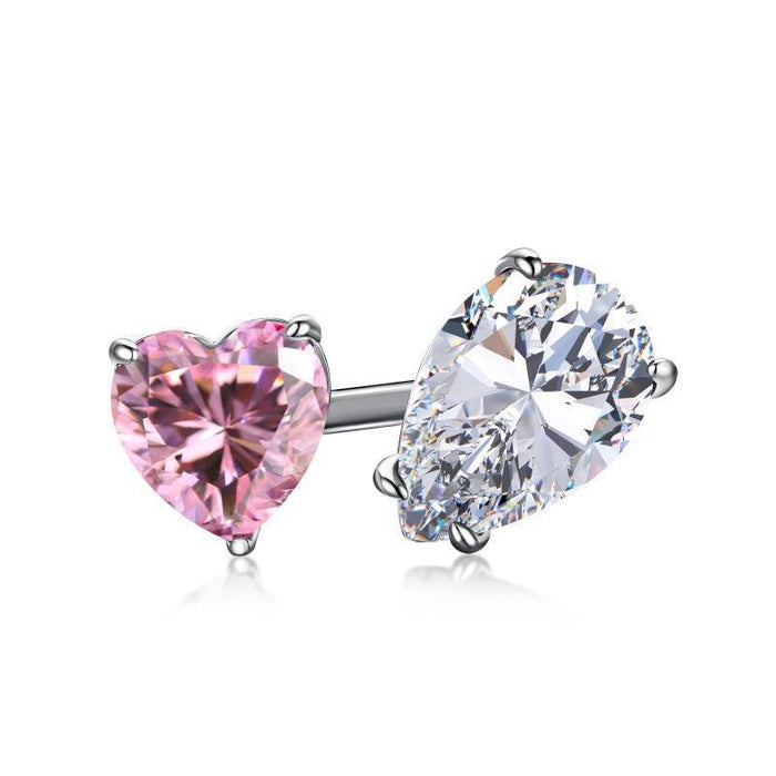 Heart And Pear Split Toi et Moi Ring - Sterling Silver - camillaboutiqueshop