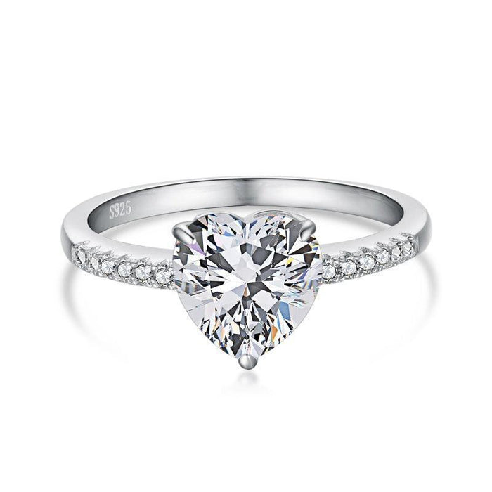 Heart-Shaped Pink & White Cubic Zirconia Sterling Silver Ring - camillaboutiqueshop