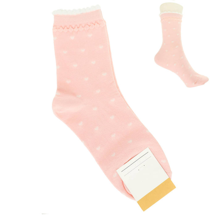 Heart Theme Comfort Cotton Knit Socks: Off-White