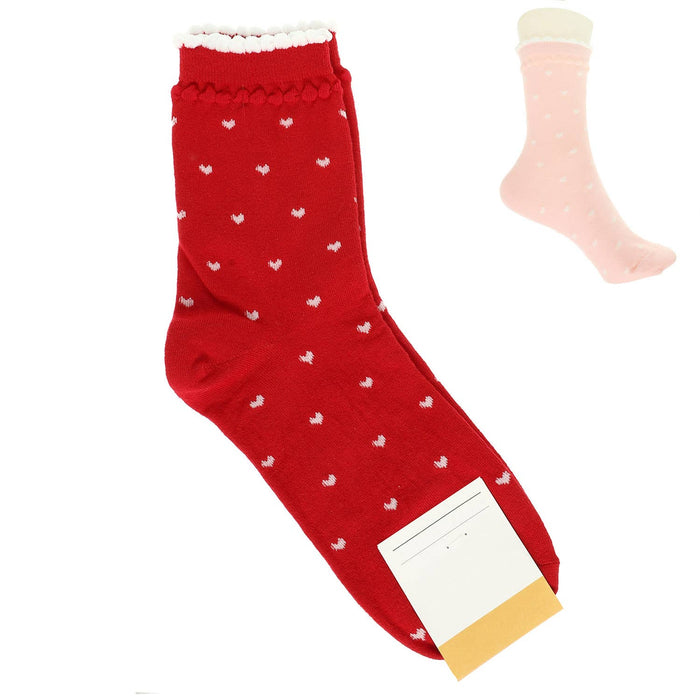 Heart Theme Comfort Cotton Knit Socks: Off-White