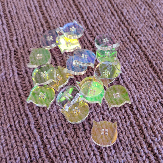 Katrinkles Iridescent Acrylic Cat Single Button 5/8"
