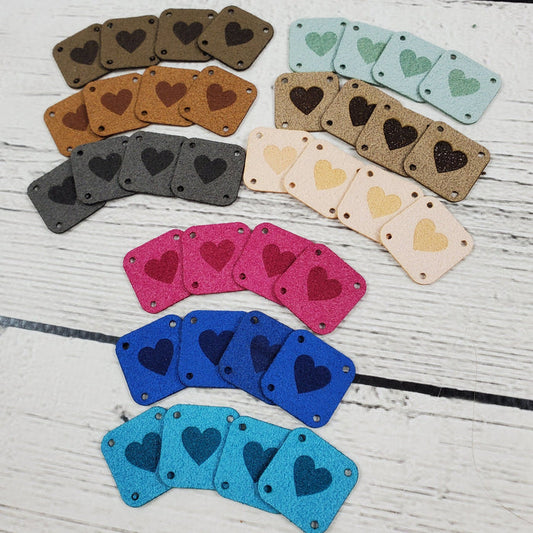 Katrinkles Solid Heart Square Faux Suede Tag Set