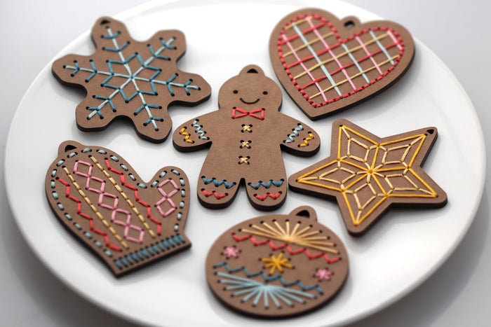 Kiriki DIY Stitched Gingerbread Wooden Ornament Kits