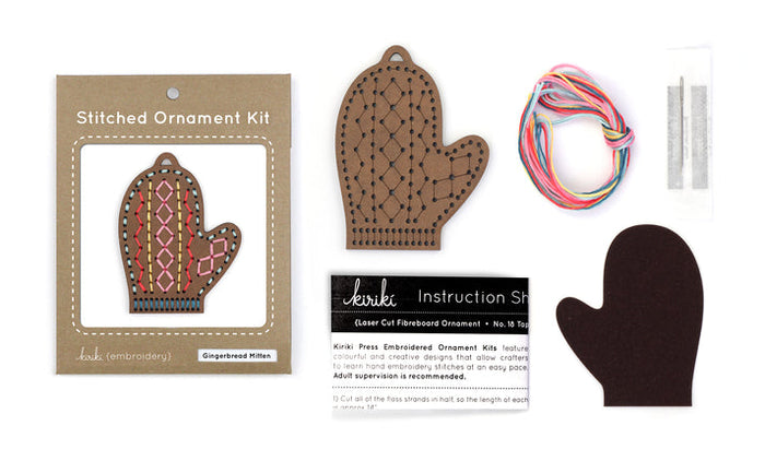 Kiriki DIY Stitched Gingerbread Wooden Ornament Kits