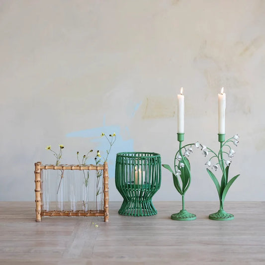 Metal Toleware Lily of The Valley Taper Holder
