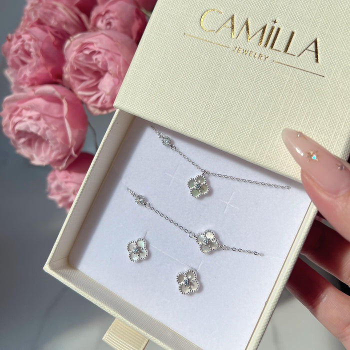 Mother Of Pearl Clover Necklace Sterling Silver - camillaboutiqueshop