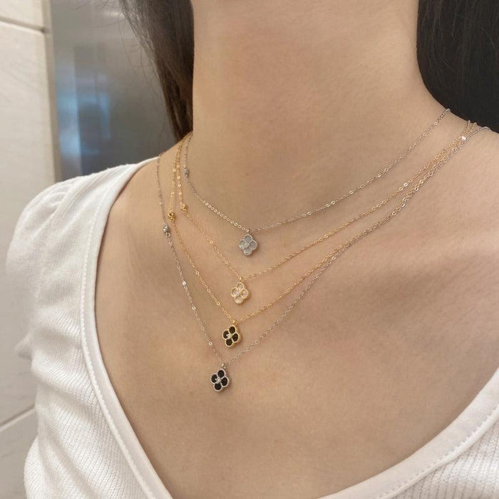 Mother Of Pearl Clover Necklace Sterling Silver - camillaboutiqueshop
