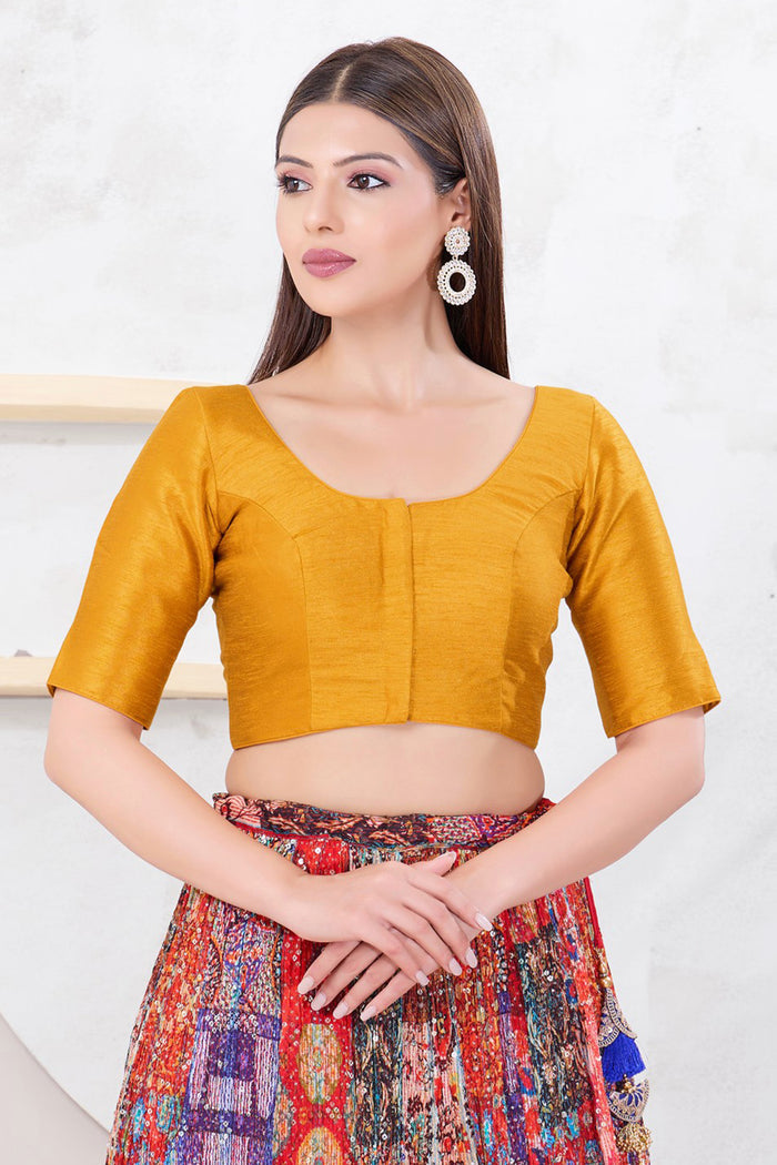 Mustard Yellow Solid Dupion Silk Blouse