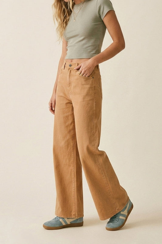 Orange Wide-Leg Pants with lightweight Twill - Coloured Jeans