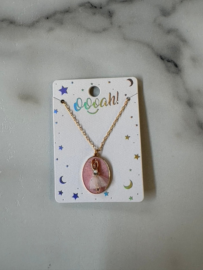 Oval Shape Ballerina Pendant Necklace