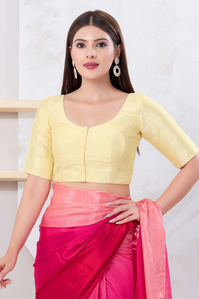 Pastel Cream Solid Dupion Silk Blouse