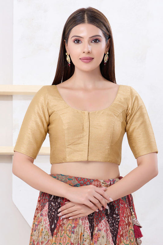 Pastel Gold Solid Dupion Silk Blouse