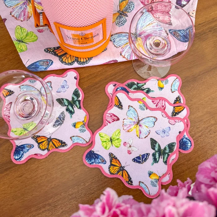 Pink Butterflies Cocktail Squares- TAYLOR PALADINO
