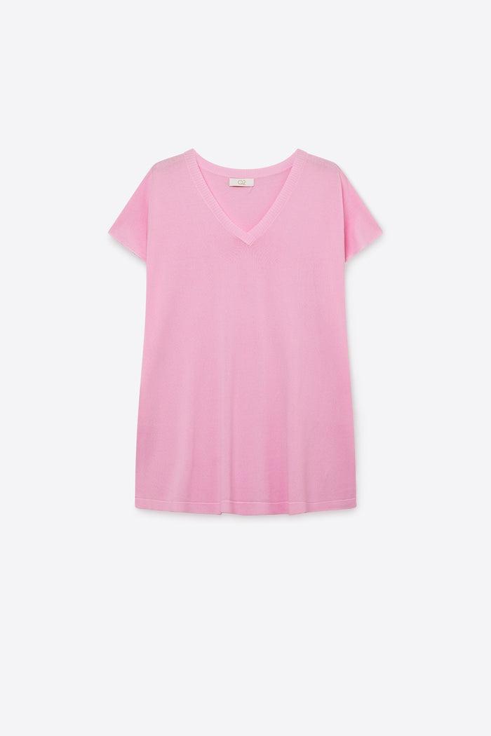 Pink V-Neck Relaxed Fit Knit sweater