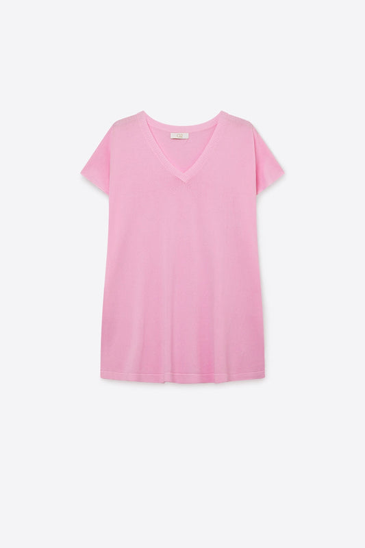 Pink V-Neck Relaxed Fit Knit sweater