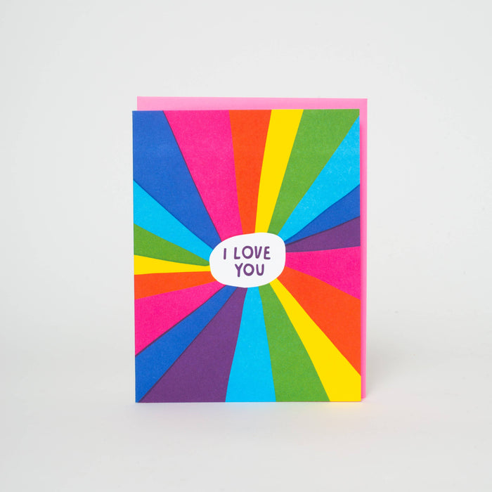 Rainbow Love You Letterpress Greeting Card by Ashkahn