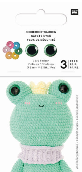 Safety Eyes for Cuddly Toys 3 Pairs, 6 Colors