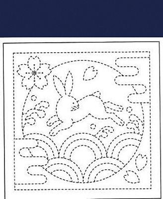 Sashiko Sampler Navy #390 - Rabbit