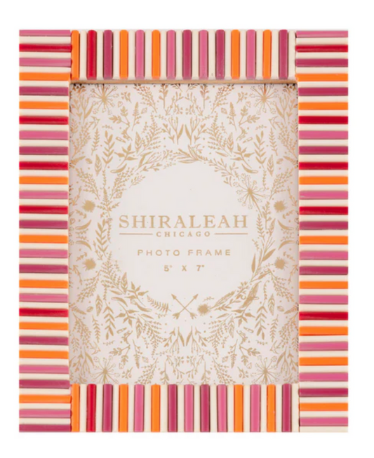 Shiraleah Viva 5" x 7" Mosaic Stripes Picture Frame, Red