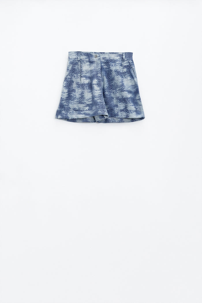 Shorts In Tie Dye Blue With Front And Back Pockets - trousers