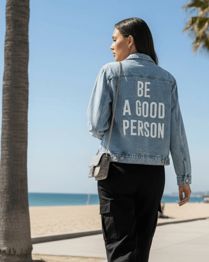 Signature Embroidered Denim Jacket - Light Blue