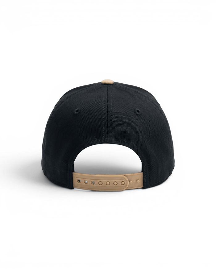 Signature Embroidered Snapback Hat - Black/Tan