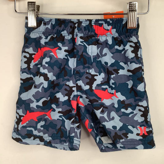 Size 2: Hurley Blue/Red Camo Swim Shorts