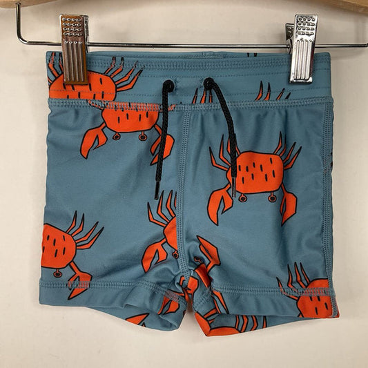 Size 6-9m: Tea Blue/Orange Crab Print Swim Shorts