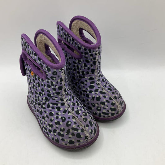 Size 6: Baby Bogs Purple Leopard Insulated Rain Boots