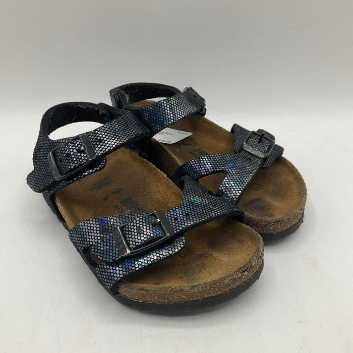 Size 8: Birkenstock Navy Shiny Buckle Sandal