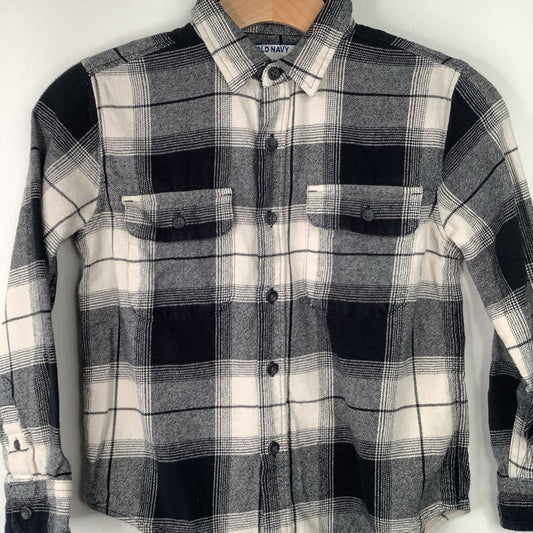 Size 8: Old Navy White/Black Plaid Flannel