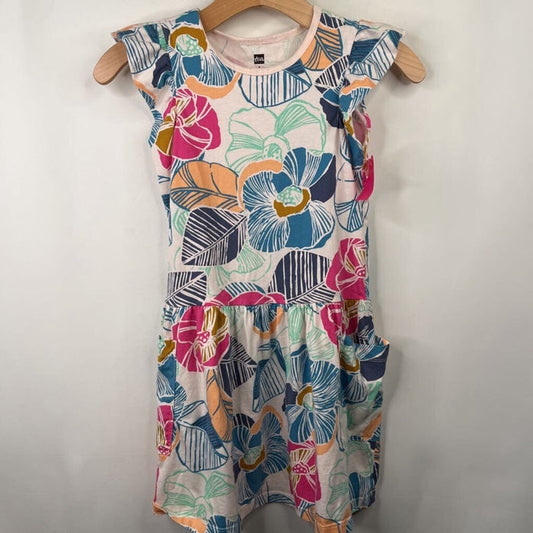 Size 8: Tea Collection Pink/Colorful Ruffle Sleeve Dress