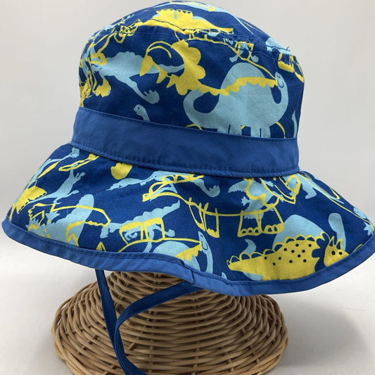 Size S: Blue/Yellow Dino Print Sun Hat