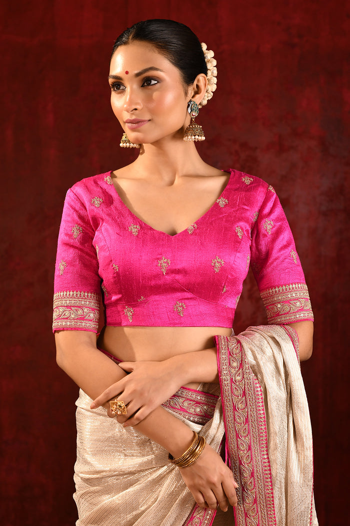 Soft Gold Embroidered Tissue Saree