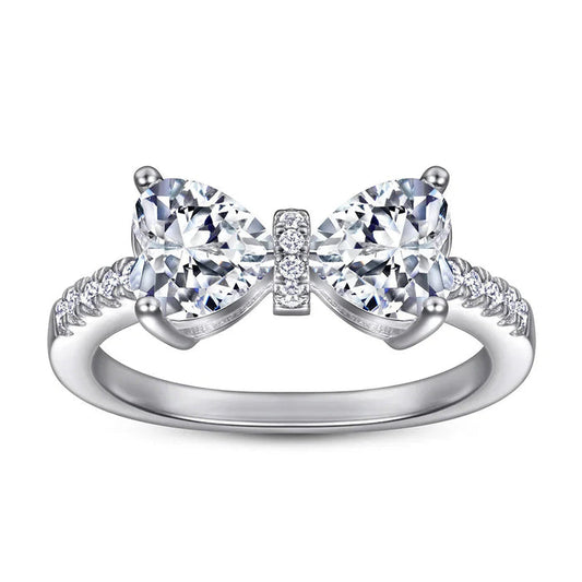 Sparkling Sterling Silver Bow Ring - camillaboutiqueshop