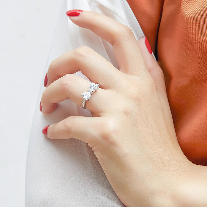 Sparkling Sterling Silver Bow Ring - camillaboutiqueshop
