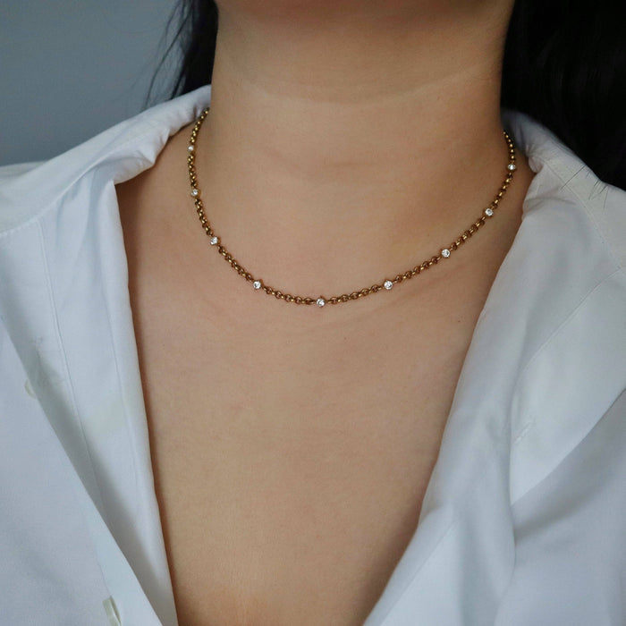 Stevie Chain Necklace | CZ Satellite Rollo Chain