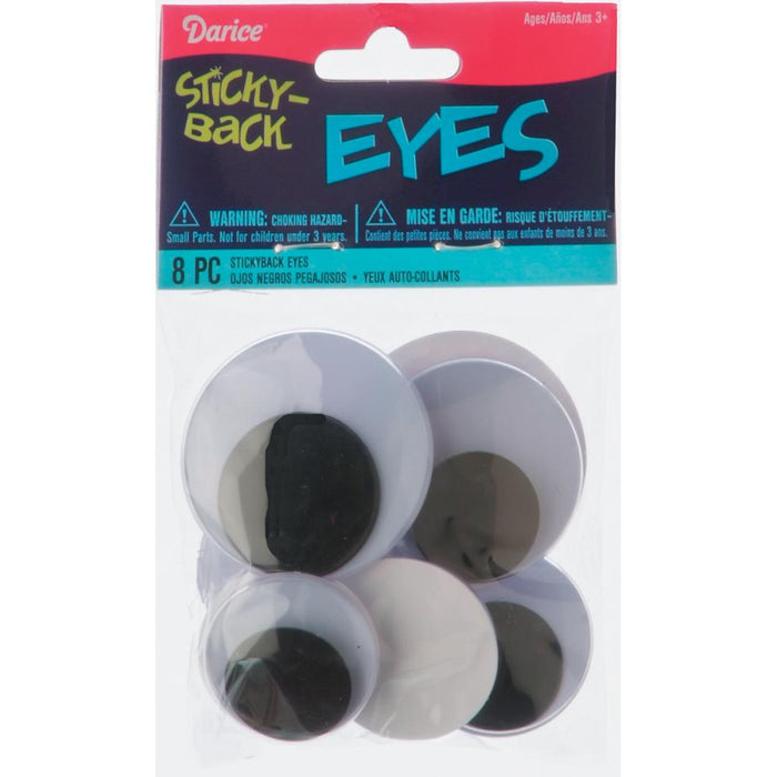 Sticky Back Wiggle Eyes Assorted 8/Pkg