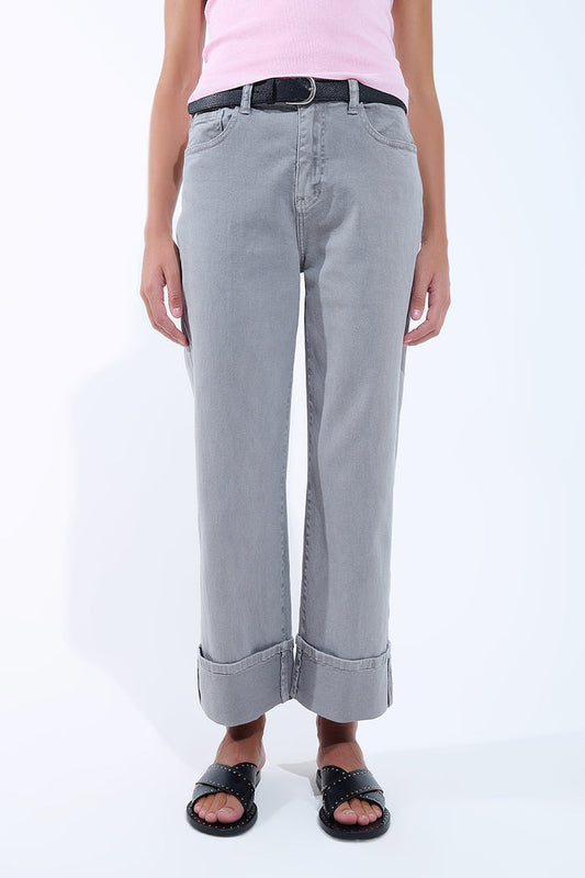 Straight leg Pants with cropped hem in Gray - trousers, Coloured Jeans