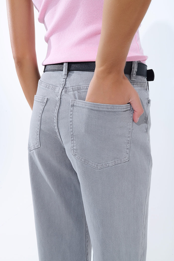 Straight leg Pants with cropped hem in Gray - trousers, Coloured Jeans