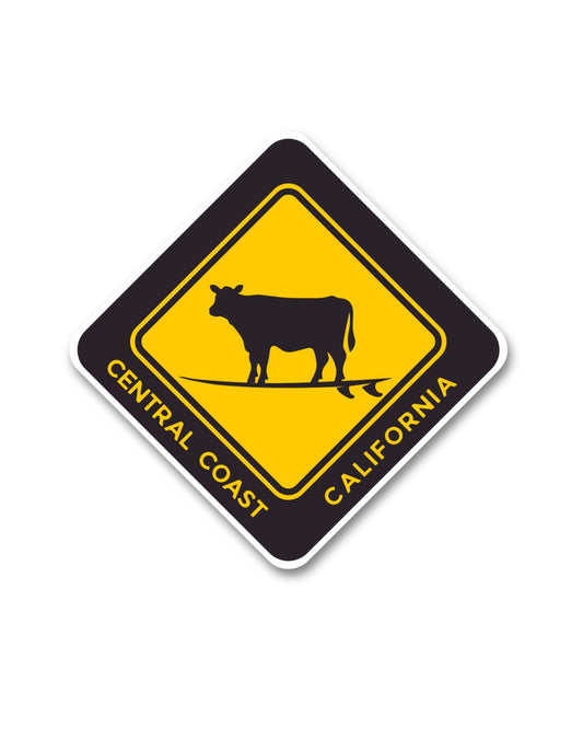 Surfing Cow Central Coast California Sticker